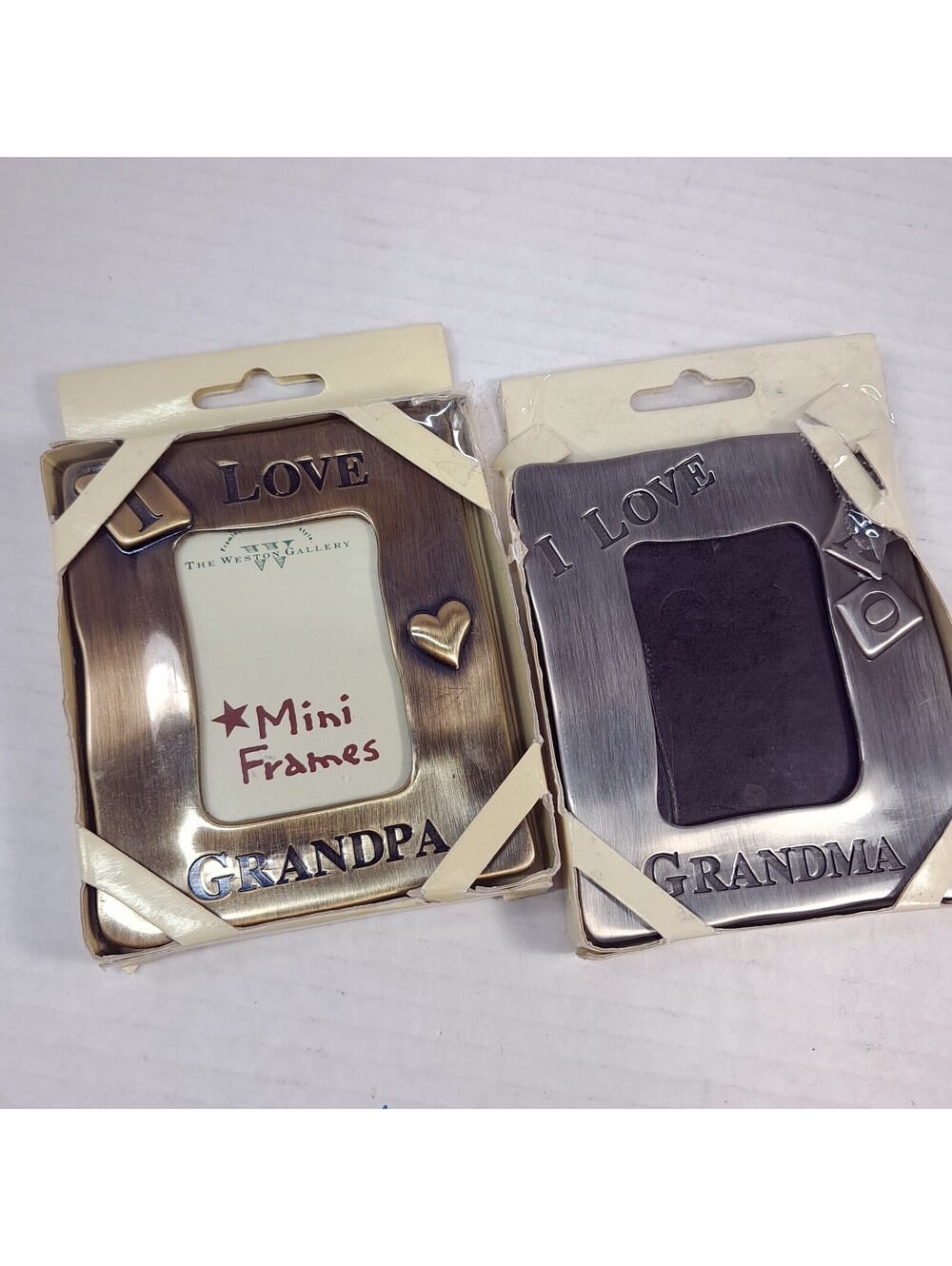 Vintage Weston Gallery mini picture photo Frame set I Love Grandma & Grandpa